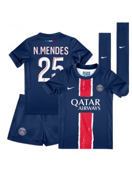 Paris Saint-Germain Nuno Mendes #25 Dječji Domaci Dres kompleti 2024-25 Kratak Rukavima (+ kratke hlače)